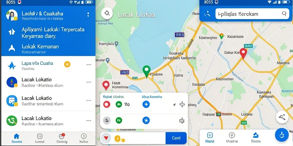 Antarmuka pengguna 8055 untuk lacak lokasi dengan detail peta.