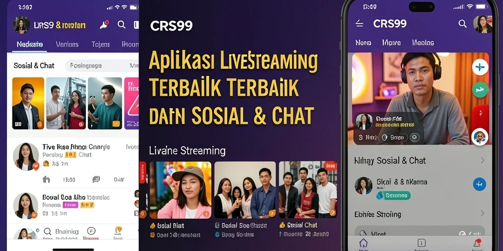 Tampilan antarmuka CRS99 saat live streaming dengan fitur chat aktif.