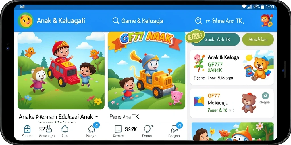 Tampilan antarmuka GF777 dengan permainan edukatif yang ceria.