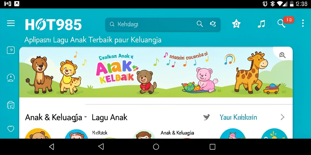 Antarmuka HOT985 dengan lagu anak yang menyenangkan.