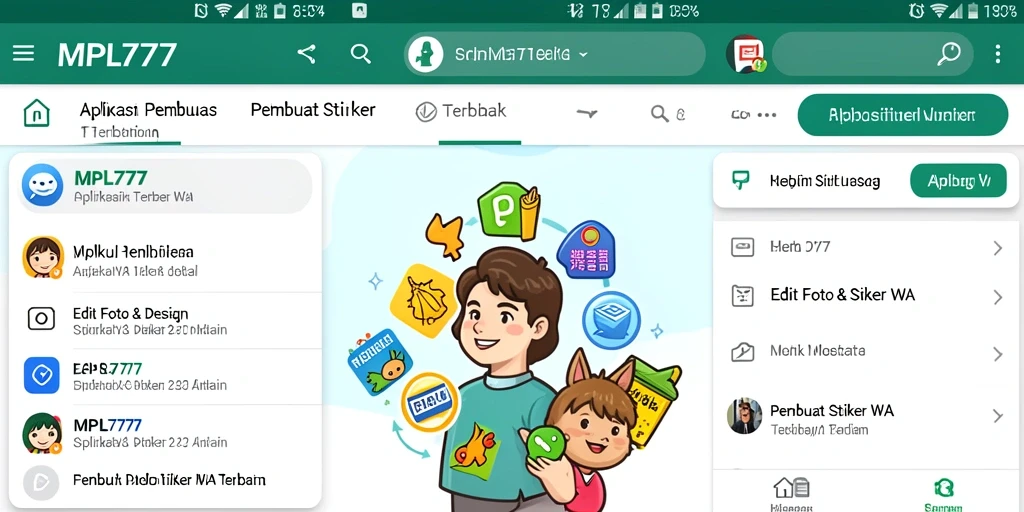 Tampilan antarmuka aplikasi MPL777 untuk membuat stiker WA.