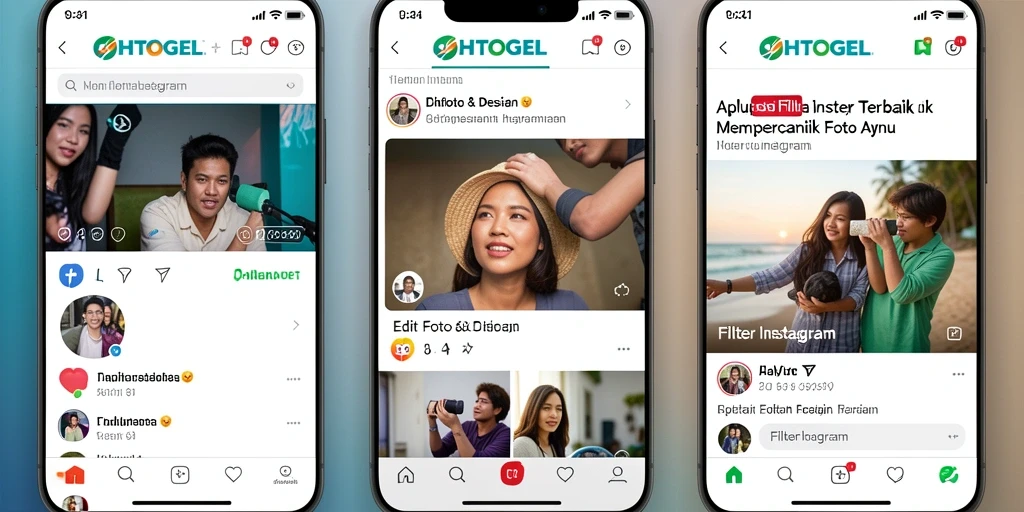 Antarmuka OHTOGEL yang sederhana dan fitur Filter Instagram yang beragam.