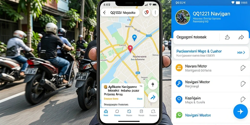 Tampilan antarmuka QQ1221 saat memberikan rute Navigasi Motor.