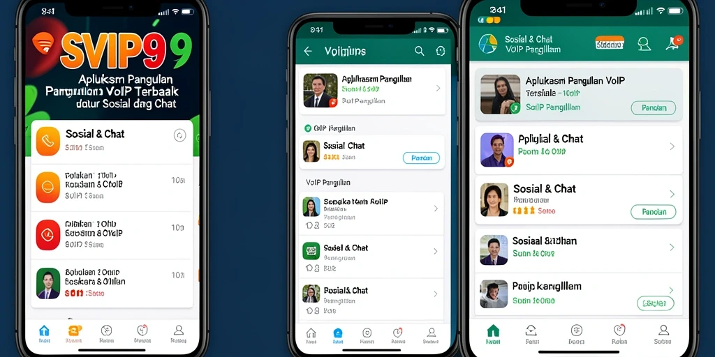 Tampilan antarmuka aplikasi SVIP9 dengan fitur VoIP Panggilan yang menarik.