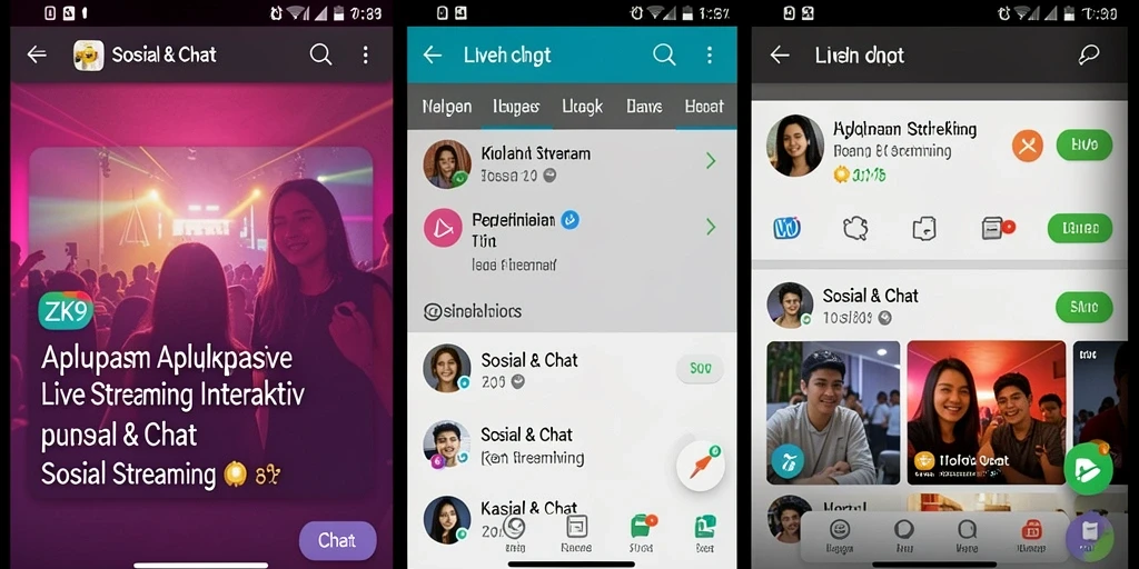 Antarmuka pengguna ZK9 saat melakukan live streaming yang interaktif.